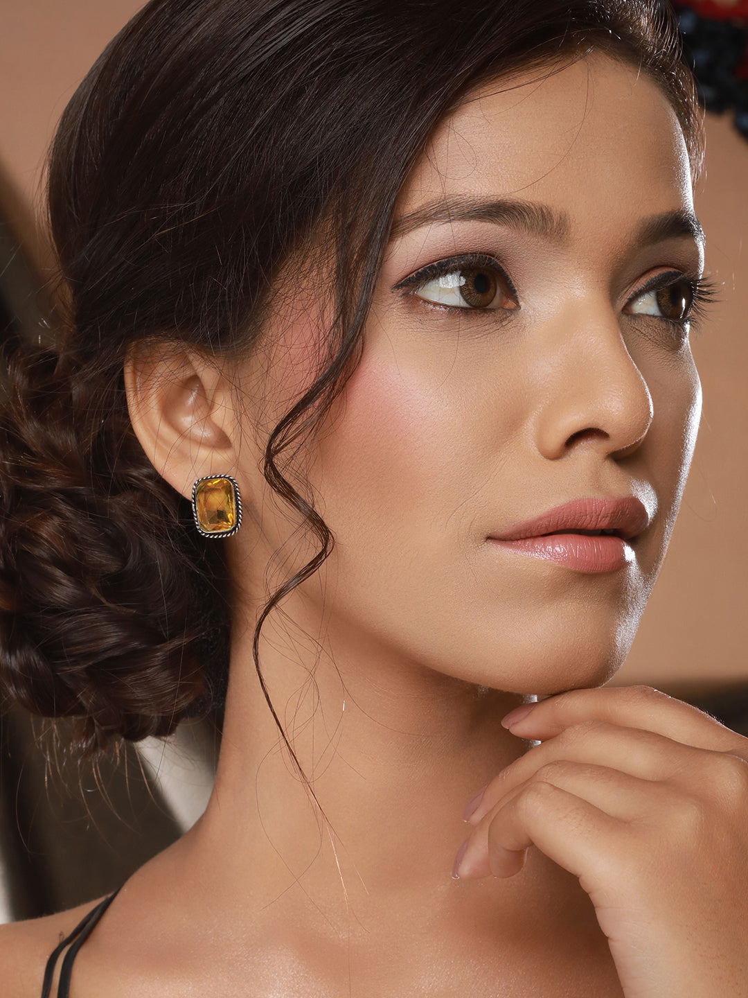 Yellow stone studded Studd Earrings